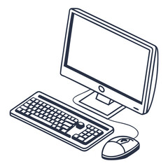 Monitor keyboard and mouse silhouette Modern computer icon vector illustration isolated on a transparent background