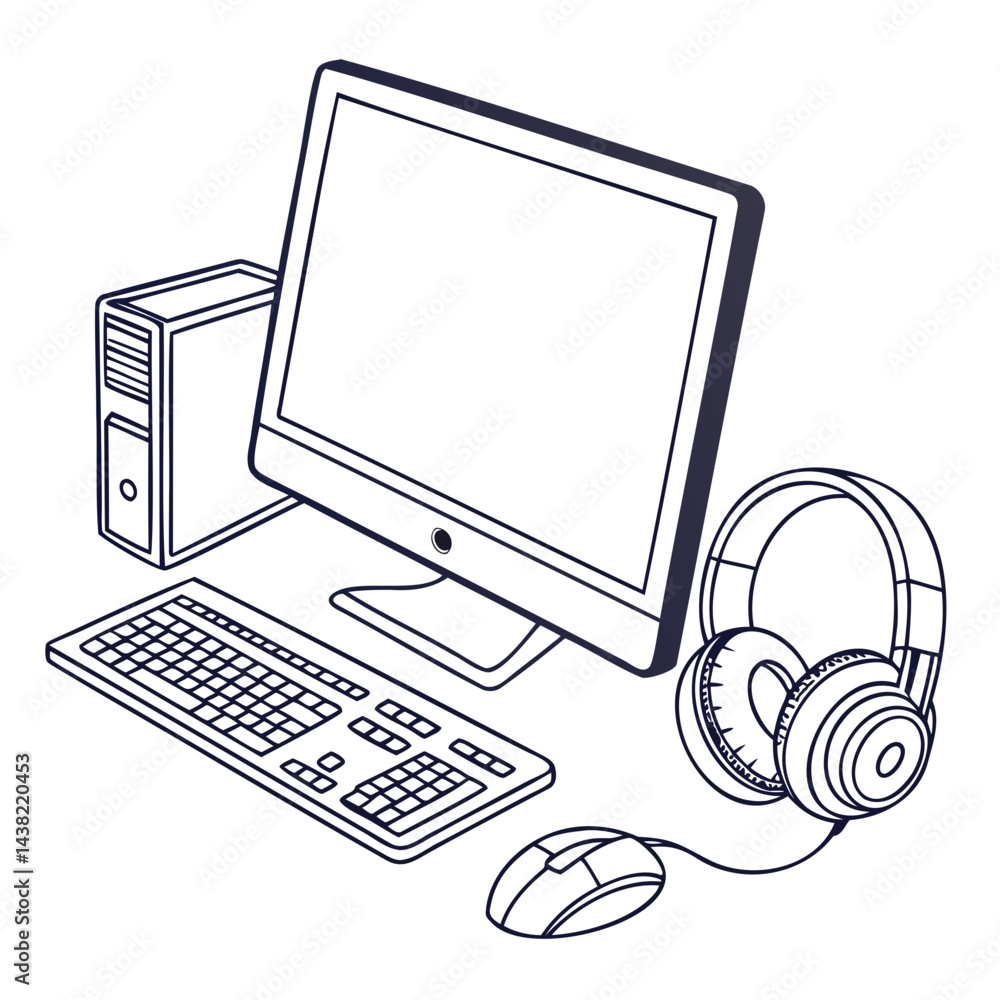 Poster modern silhouette of a desktop computer icon vector illustration isolated on a transparent backgroun
