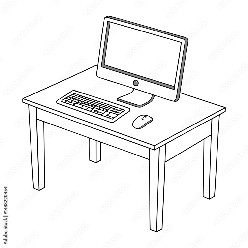Poster black computer icon or pc symbol vector outline on transparent background