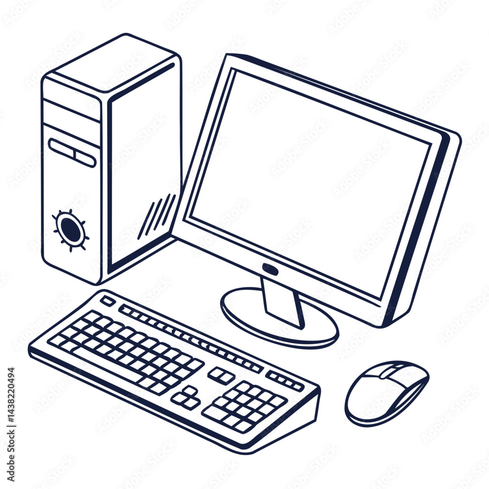 Poster modern silhouette of a desktop computer icon vector illustration isolated on a transparent backgroun