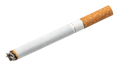 Partially smoked cigarette isolated on white background