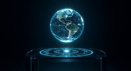 Holographic Earth Globe on Futuristic Display