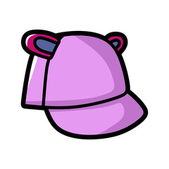 pink cartoon kids hat with right ear view