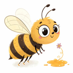 Obraz premium cute bee with honey dripping