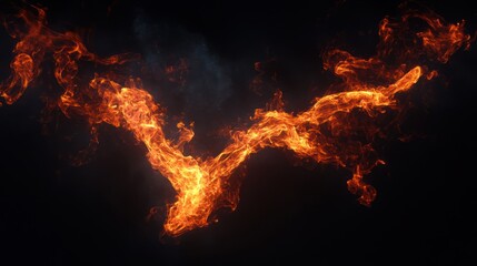 Fiery V-shaped flames against dark background; VFX element