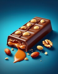 Schokoladenriegel mit Nüssen und Karamell