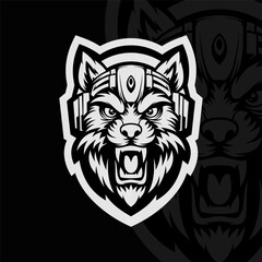 Tiger head, mascot esport illustration logo design, black white