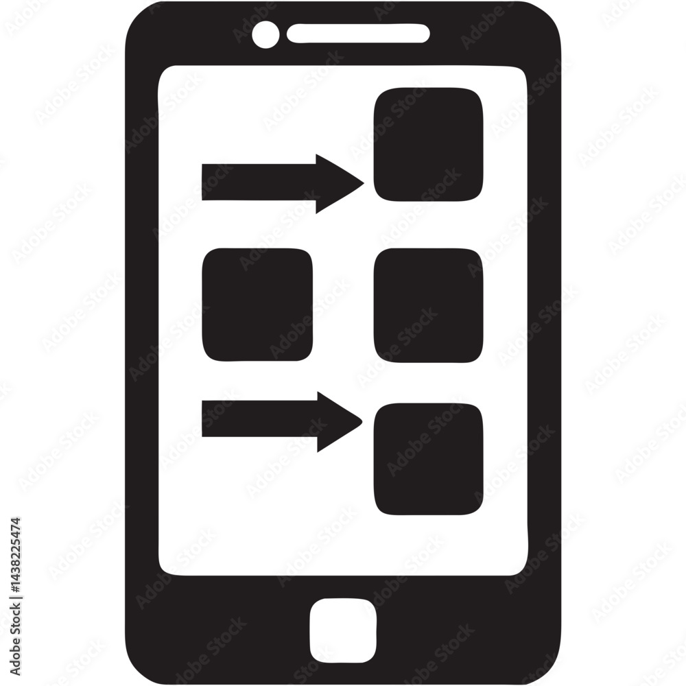 Aufkleber mobile app interface design featuring arrows and icons for software branding