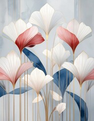 Obraz premium Abstract beautiful seamless red and white spring flowers background wallpaper, graphic resource 