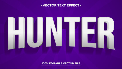 Hunter text effect template design with 3d style use for business brand and logo