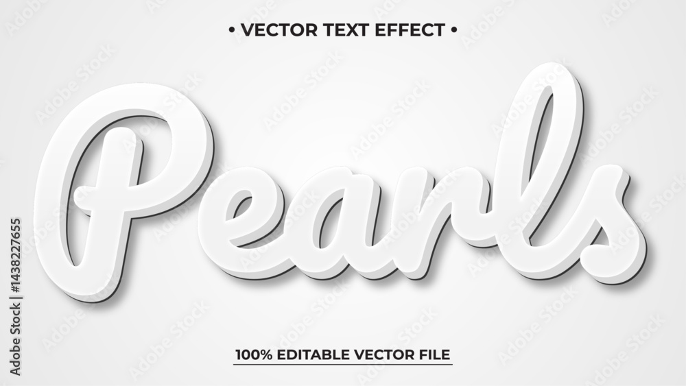 Poster 3d white embossed vector text style effect, editable text effect