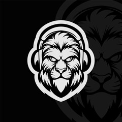 Obraz premium Lion mascot esport logo design, black white