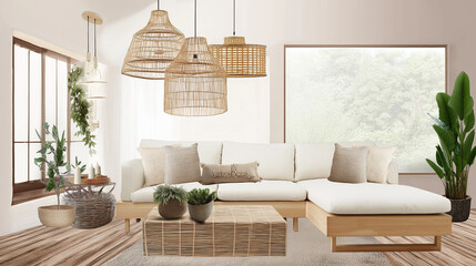 Modern living room with stylish decor elements.