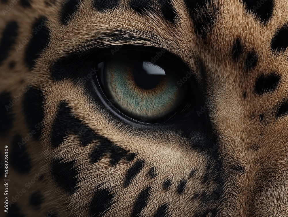 Poster leopard eye extreme closeup with intricate golden pattern texture against soft focus background show