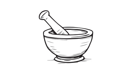 Mortar and pestle set line art