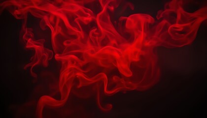 Obraz premium Vivid red smoke swirling in dark background.