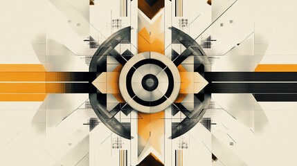 Obraz premium Geometric design with radial symmetry in beige, orange and gray