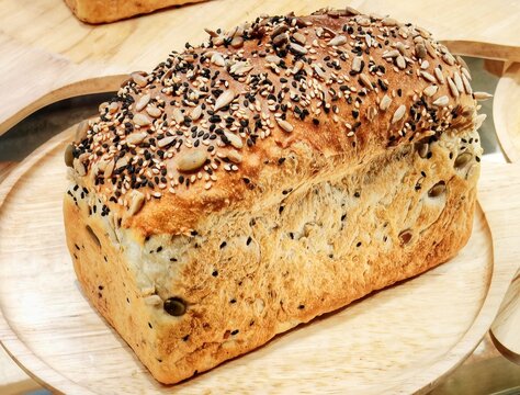 Delicious seeded bread loaf.