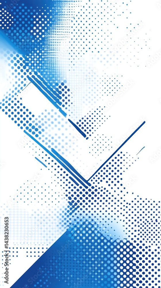 Poster abstract blue halftone design: a dynamic composition of dots and lines
