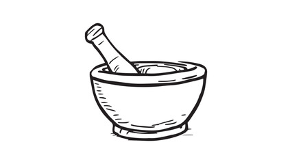 Mortar and pestle set line art