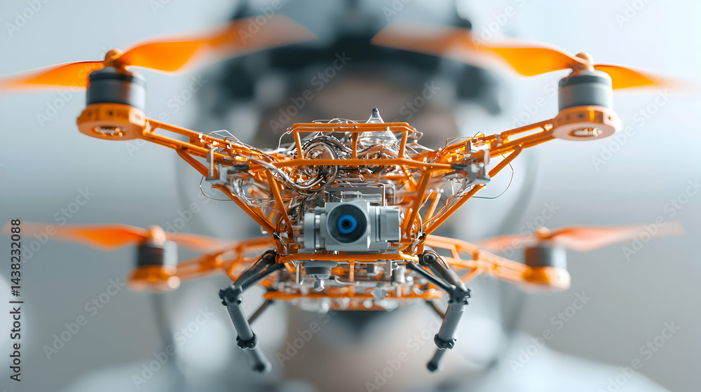 Poster a detailed image of a drone shows its intricate internal components. this could be used for educatio