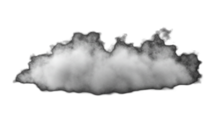 Realistic smoky dark cloud mass isolated on white background, perfect for storm visuals, environmental warnings, mood-based background designs, and digital weather application use