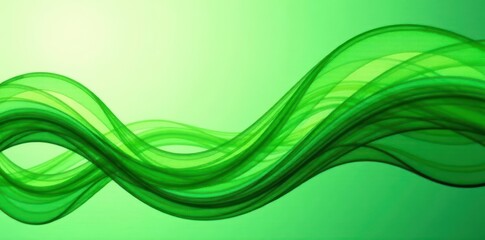 Fluid green lines intertwine, forming an abstract leafy pattern , vector, illustration