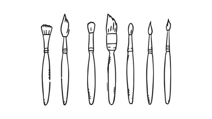 Paintbrush set line art
