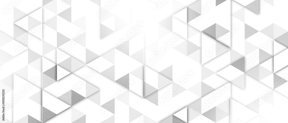 Poster abstract white background with shadow and hexagon patten. triangle mosaic template