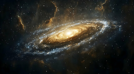 Fototapeta premium A spiral galaxy glows with stars