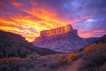 Fiery Sunset over the Majestic Mesa Verde Cliffs