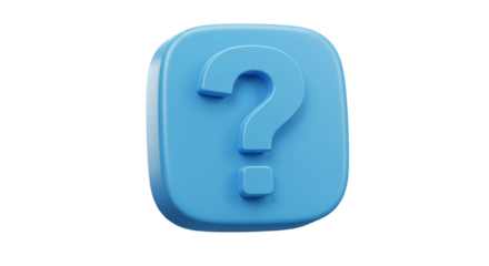 3D soft blue rounded question mark icon isolated on white background, suitable for query representation, support page symbols, user help tools, and informative digital content design