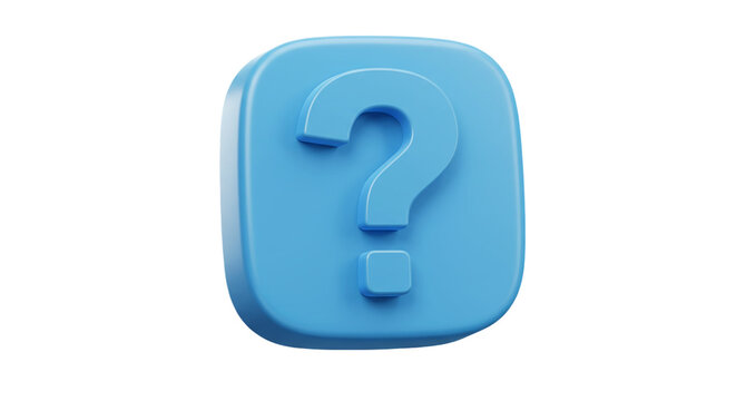 3D soft blue rounded question mark icon isolated on white background, suitable for query representation, support page symbols, user help tools, and informative digital content design