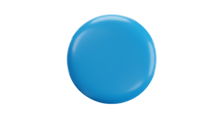 Glossy blue circular button icon isolated on white background, perfect for UI/UX components, modern web design visuals, app interfaces, and interactive element mockup purposes