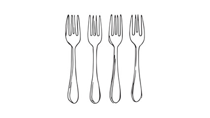 Pasta fork set line art