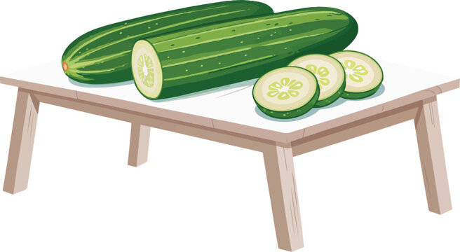 green cucumbers on table, sliced, food clip art preview