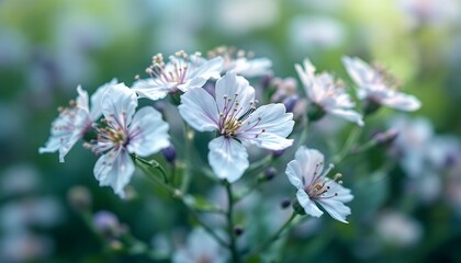 Fototapeta premium Delicate White Flowers in Soft Focus, Spring Bloom