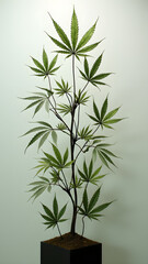 Obraz premium Moving metal cannabis leaves in wind currents. Kinetic art HD wallpaper.