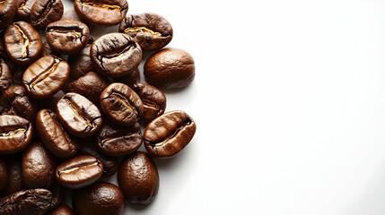 Fototapeta premium Roasted Coffee Beans on White Background
