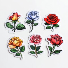 stickers illustration of colorful roses