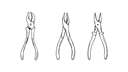 Pliers set line art