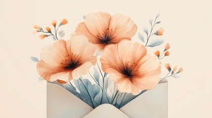 Lovely blooms in mail art brown tones soft
