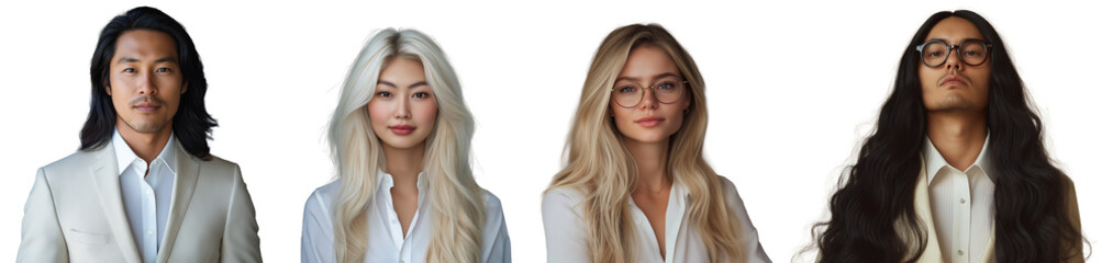 Fototapeta premium Fashionable portraits of diverse models in studio setting high-quality images for modern aesthetics