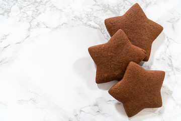 Step-by-Step Chocolate Gingerbread Cookies with Star-Shaped Cutouts