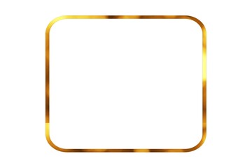 Elegant golden rounded square frame isolated on white background for decorative design