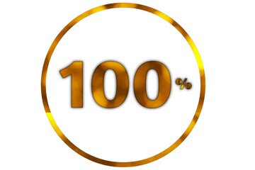 Golden One Hundred Percent Symbol Representing Excellence and Perfection