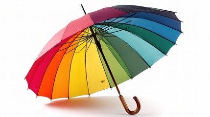 Opened Rainbow Umbrella from Top View Isolated on White Background