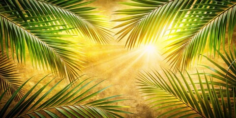 Golden Sunlight Filtering Through Palm Fronds, Creating a Serene and Tropical Ambiance