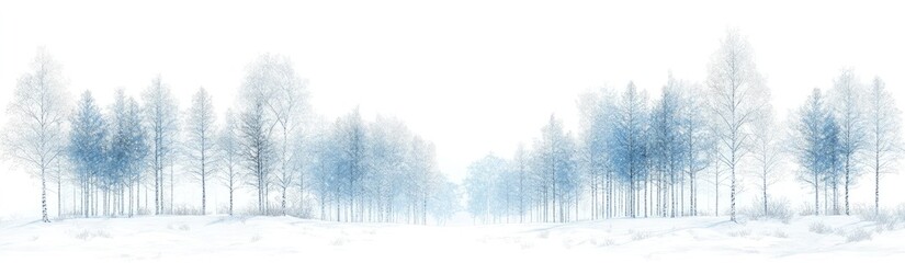 Obraz premium Snow Covered Trees in Winter with White Background Landscape