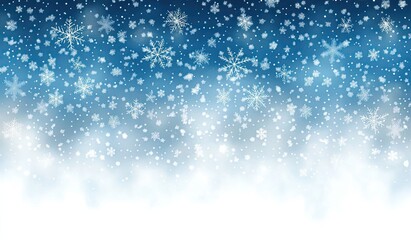 Snowflakes Texture on Gradient Blue Background, Winter Season, Falling Snowflakes
